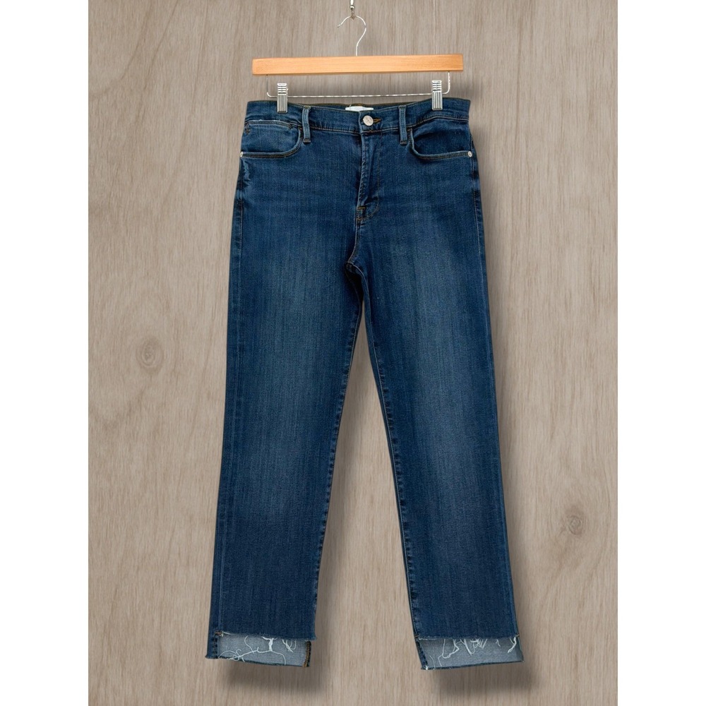 FRAME Le High Straight Raw Step Hem Denim Jeans Size 30